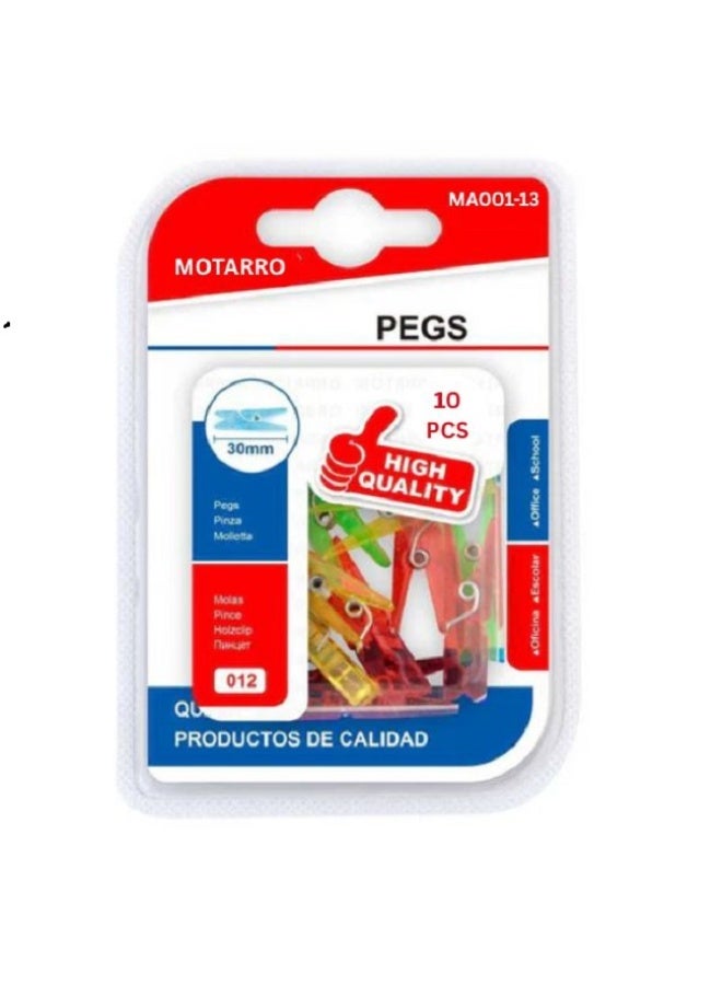 MOTARRO 10 Pcs Colorful Mini Plastic Pegs - 35mm Decorative Photo Clips for Crafts, Office, and School - MA001-13 - Image 1
